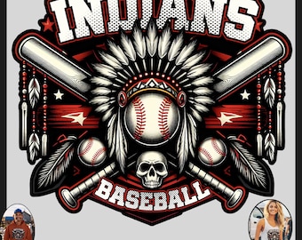 Indians baseball png, Indians PNG, T-shirt Sublimation png, Indians sublimation. school spirit design, sports team logo, Indians tumbler