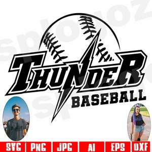 Thunder baseball svg Thunder mascot svg Thunder svg Thunder design Thunder baseball svg Baseball team design Cricut projects Cricut svg