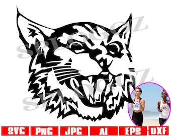 Wildcat svg mascot cut file, Cricut,Cameo,Sizzix,Pazzles,Decal,Stencil, jerseys, clubs,SVG, dxf Cutting File school spirit bobcat art vector