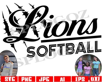 Lions softball svg, Lion softball svg, Lions scratches svg, Lion scratches svg, Lions svg, Lion svg, Cricut Silhouette svg sports Lions png