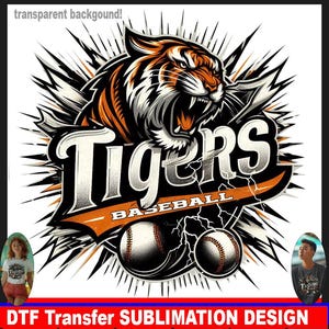 Tigers baseball PNG, Tiger baseball sublimation png, T-shirt Sublimation png, Tigers png. school pride design,  Dtf Transfer, Tigers logo