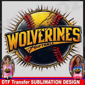 Wolverines softball png, logotipo personalizado de softball dos Wolverines, sublimação png, Wolverines png, camisa esportiva png, copo png, transferência DTF