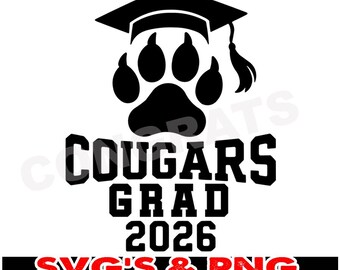 Cougars Graduation SVG Cougars grad design Class of 2026 Cougars senior shirt
