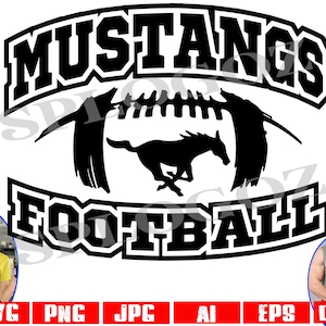 Mustangs football svg cut file Mustang mascot png sports team logo Cricut design Silhouette clipart digital download school spirit