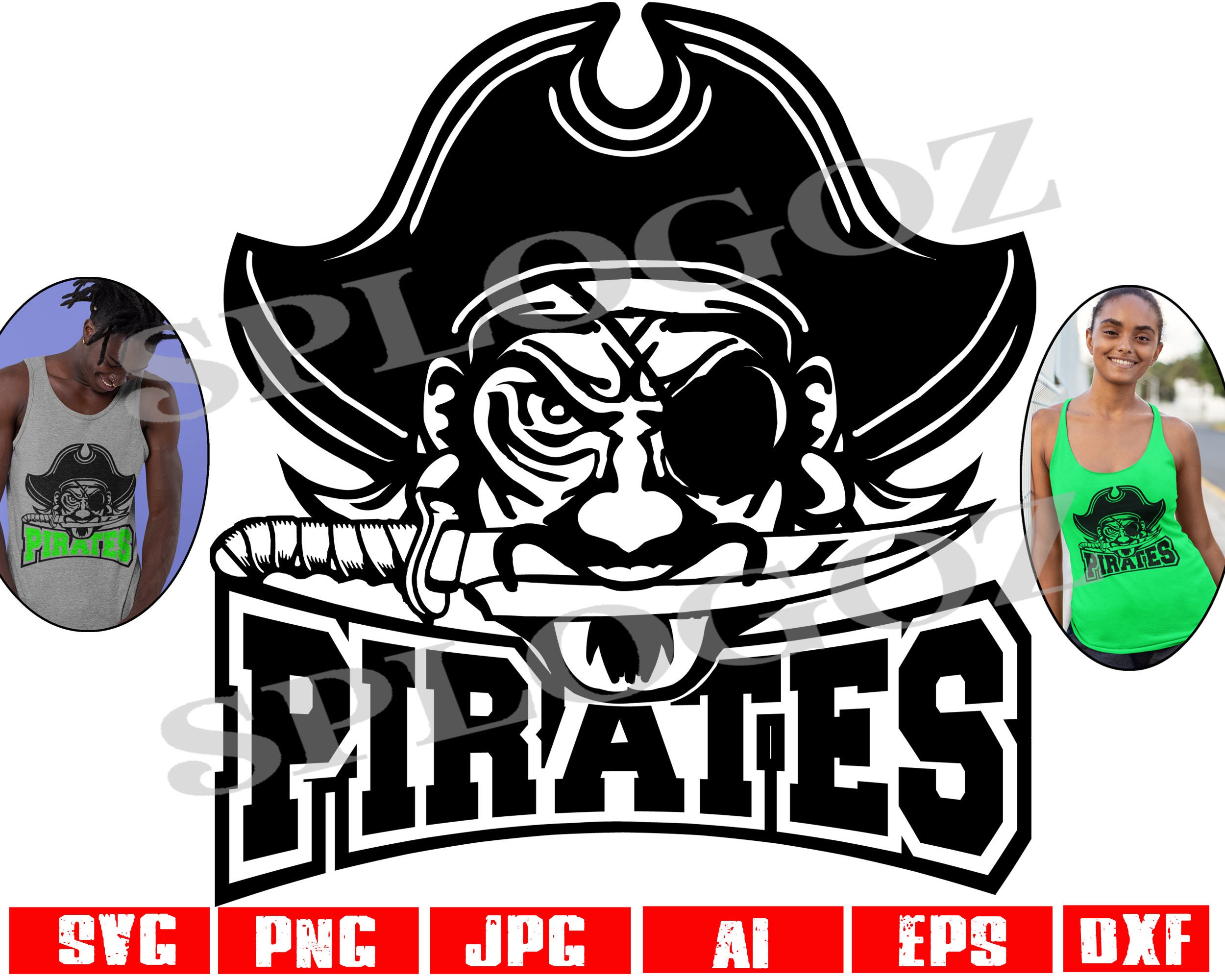 Funky Block and Script Mascots Pirates PNG | Team Sublimation Design | Team  Spirit Design | Pirates Clip Art | Digital Download | Printable Artwork
