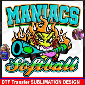 Maniacs softbal png softbal ontwerp png DTF-overdracht Maniacs softbal logo grappig softbal ontwerp logo Maniacs png cricut projects team png