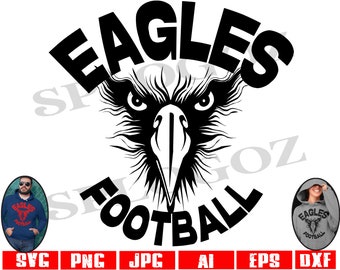 Eagle fotboll svg, Eagles svg maskot, Eagle SVG digital nedladdning, SVG klippfil, SVG för Cricut eller Silhouette, School Spirit svg, tröjor