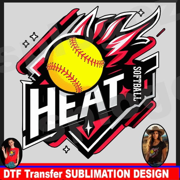 Heat softball sublimation png, Heat PNG, T-shirt Sublimation png, Heat tshirt png. school pride design, team sport design png, Heat transfer