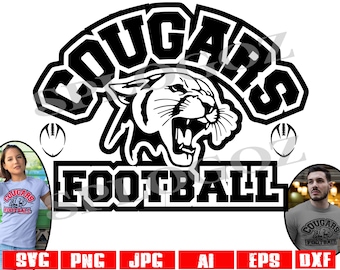 Cougars football svg, Cougar football svg, Cougar svg, Cougars svg, Cougar mascot svg, Cricut & Silhouette, Cougar png, Cougars png, sports