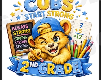 2nd grade Lions Cubs start strong PNG DTF Pastel Transfer Sublimation Design