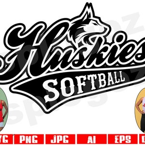 Huskies softball svg, Husky softball svg, Huskies svg, Husky svg, esportes, projetos Cricut, designs Cricut, mascote Huskies svg,Silhouette svg