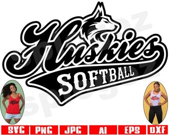 Huskies softball svg, Husky softball svg, Huskies svg, Husky svg, deportes, proyectos Cricut, diseños Cricut, Huskies mascota svg,Silhouette svg