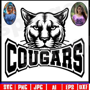 Cougars svg, Cougar svg, Cougar maskotka SVG, Cougar logo svg Cougar png, Cougar school logo svg, Cougars school spirit png, Cricut png