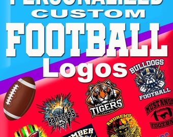 Custom football team logo design template printable personalized youth sports emblem digital team logo maker for shirts banners uniforms