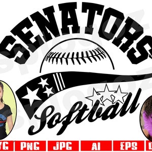Fichiers svg des sénateurs softball pour Cricut softball svg conceptions svg de softball des sénateurs svg sénateurs svg sénateur svg esprit de l'école png conception de sport