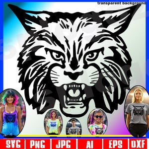 Wildcats svg espírito escolar png design de Wildcats logotipo do mascote do rosto de Wildcat de volta às aulas design do time Wildcat logotipo da cabeça de Wildcats transferência dtf