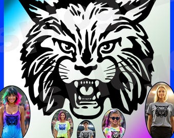 Wildcats svg school spirit png Wildcats design Wildcat face mascot logo back to school wildcat team design Wildcats head logo dtf transfer