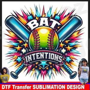 Bat Intentions softball png, Bat Intentions niestandardowe logo softball, sublimacja png, Bat Intentions png, koszulka sportowa png, plik transferu DTF
