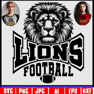 Löwen Fußball svg Löwen svg Löwen Maskottchen svg Teamsport png Schulgeist svg Fußballdesign png Lions Schule svg Cricut Design Lions png