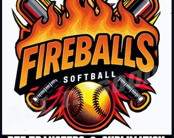 Feuerbälle Softball png Design : DTF Transfer und Sublimation png