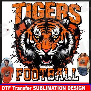 Futebol Tigres png Sublimação de futebol Tigre Design de futebol Tigres png Logotipo do Tigre Mascote dos Tigres Espírito da escola Tigre Transferência DTF