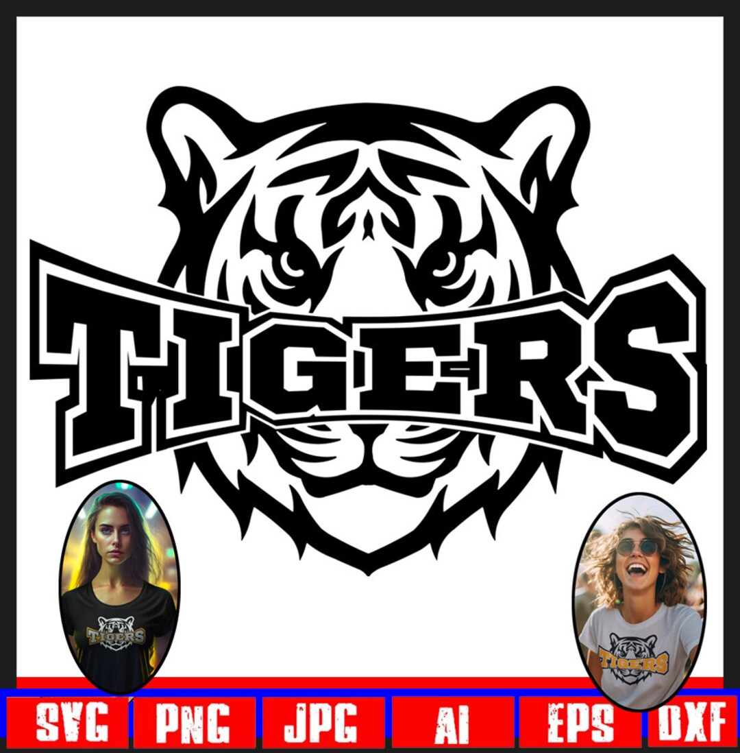 Tigers Svg, Tiger Svg, Tigers Mascot Svg, Cricut Silhouette Files