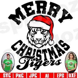 Tigre di Natale in formato SVG Tigri SVG Maglietta di Natale Tigri Buon Natale in formato SVG Mascotte Tigri png Spirito scolastico png Disegno png Tigre Logo della tigre