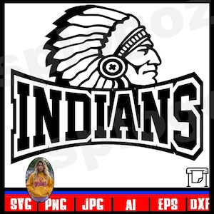 Indians mascot SVG cut file for Cricut and Silhouette, printable team spirit PNG for game day shirts, custom school logo design download