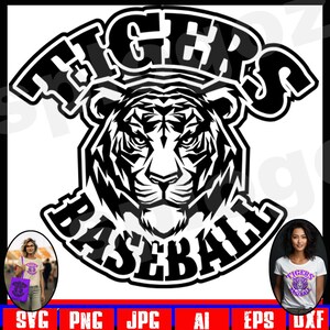Koszulka z grafiką SVG baseball Tigers, kompatybilna z maszyną do cięcia Cricut, koszulka z nadrukiem twarzy Tigers, logo szkoły, koszulka z motywem ducha Tigers