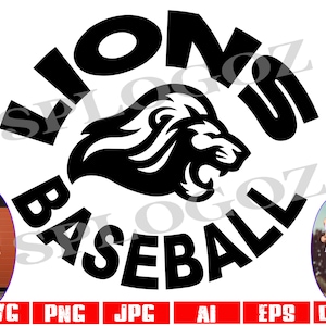 Lions baseball svg, Lion baseball svg, Lions mascot svg, Lion logo svg, Lions svg, Lion svg Cricut Silhouette svg sports Lions png Lion png