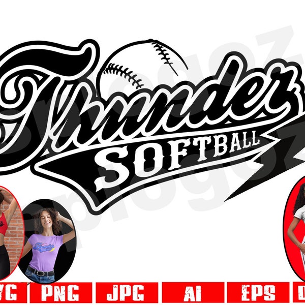 Thunder softball svg, Thunder softball png, Thunder svg, Thunder png, Thunder mascot svg, Thunder school svg, Thunder mom svg, Cricut svg