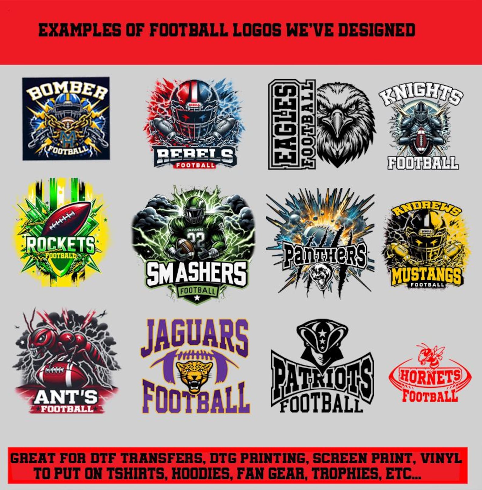 Custom Football Team Logo Design Template Printable Personalized Youth ...
