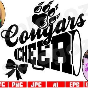 Cougars cheer svg Cougar cheer svg Cougars cheer png Cougars cheerleading svg Cougars cheerleading png Cougar mascot svg Cricut design svg
