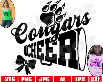 Cougars cheer svg Cougar cheer svg Cougars cheer png Cougars cheerleading svg Cougars cheerleading png Cougar mascot svg Cricut design svg