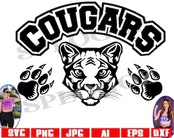 Cougars svg, Cougar svg, Cougars png, Cougar png, Cougars mascot svg, Cougars school shirt, Cougars mascot designs, sports, Cricut design