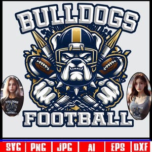 Bulldoggen Fußball DTF Transfer Sublimation PNG, Bulldoggen PNG, T-Shirt Sublimation PNG, Bulldoggen T-Shirt, Schulstolz Design, Bulldoggen Design
