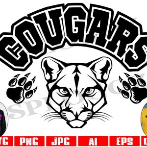 Cougars svg, Cougar svg, Cougar Maskottchen SVG, Cougar Logo svg Cougar Mama DXF-Datei für Cricut & Silhouette, Cougar Pfote Logo svg, Sport svg