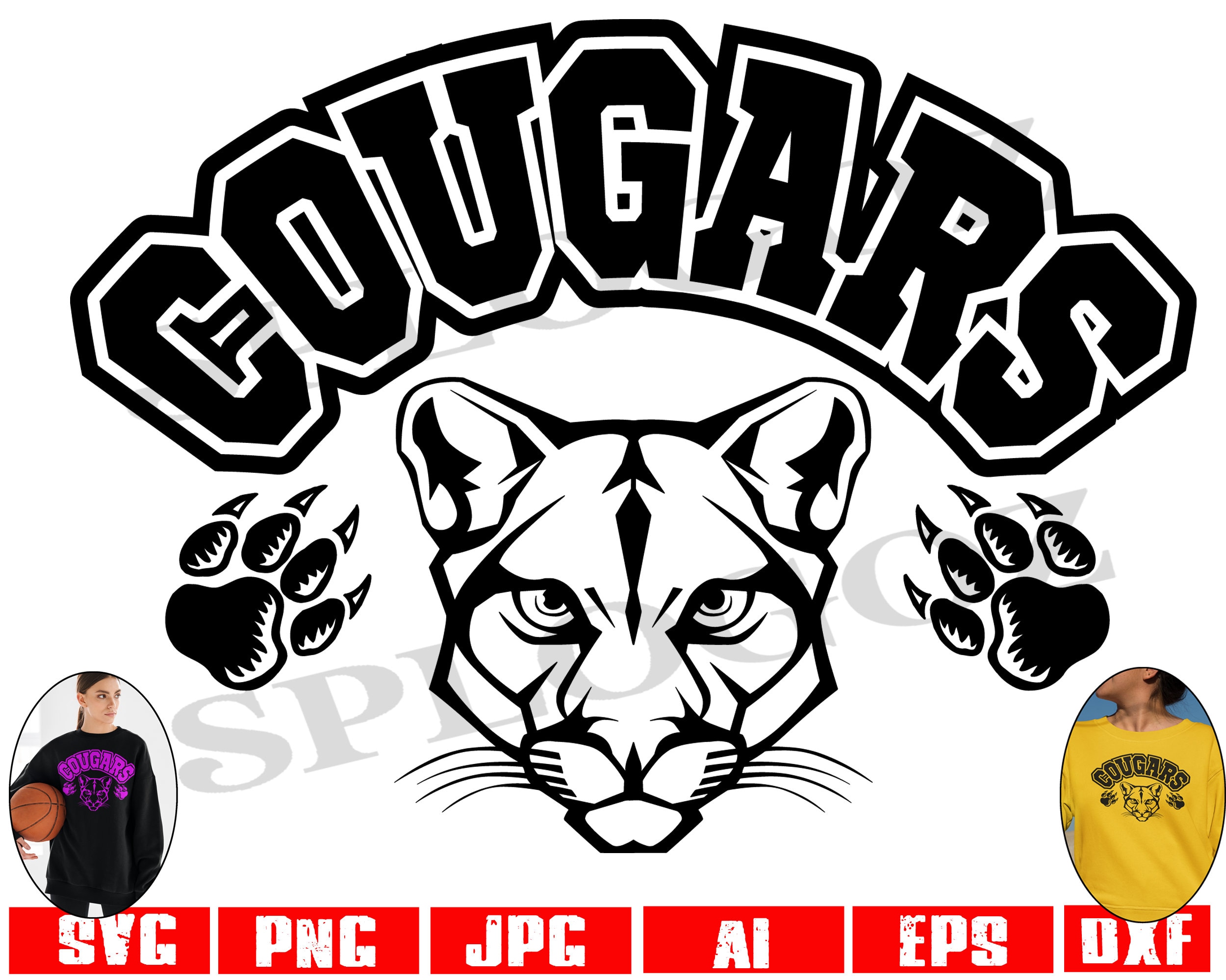 Cougars Svg Cougar Svg Cougar Mascot SVG Cougar Logo Svg Etsy