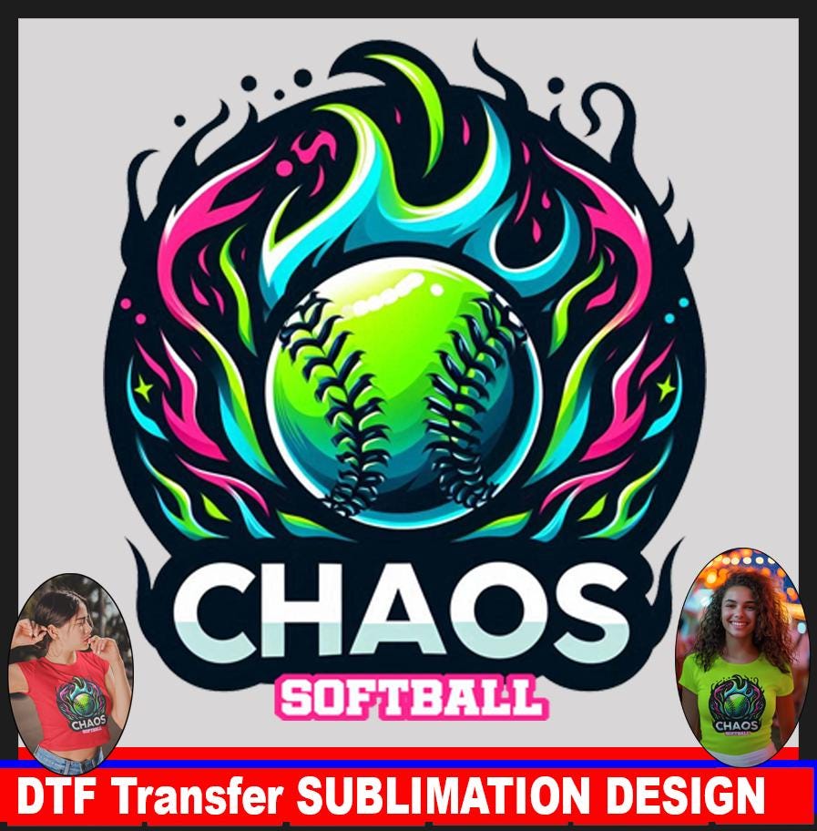 Chaos softball png, Chaos custom softball logo, sublimation png, Chaos png, sports jersey png, tumbler png, DTF transfer Custom softball png