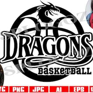 Dragones baloncesto svg, Dragones baloncesto svg, Dragon svg, Dragon svg Archivo de corte digital, baloncesto, Cricut y Silhouette deportes dxf png