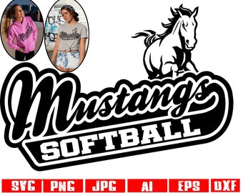 Mustangs softball svg Mustang softball svg Mustangs softball png Mustangs svg Mustang svg Mustangs school spirit Silhouette cameo Cricut svg