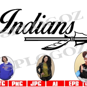 Indians mascot svg cut file Indian spear png dxf school spirit sports design Cricut Silhouette sublimation team logo digital download