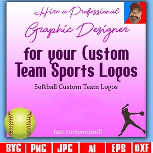 Custom softball logo designs graphic designer for hire softball jersey graphics team logo template printable softball artwork cut file