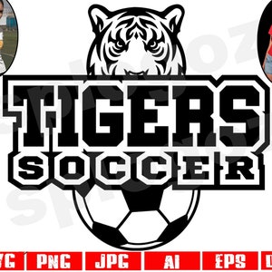 Tijgers voetbal SVG-bestand knippen voor Cricut ontwerp Tijger mascotte PNG voor school spirit shirts digitale voetbalteam logo sublimatie artwork
