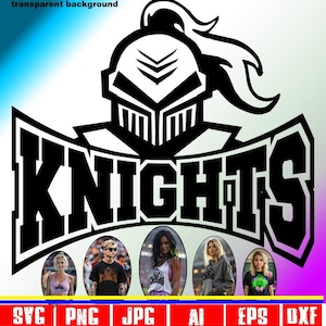 Cavaleiros svg, Cavaleiros png, Logotipo Kinghts, Design de mascote Knight, Logotipo da escola Knight, Espírito escolar, Design de equipe Knights dtf transfer png