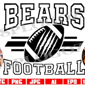 Bears futebol svg, Bear futebol svg, Bears svg, Bear svg, esportes, arquivos cricut e silhouette, Bears png, camisas esportivas, futebol svg