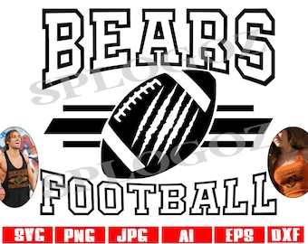 Futebol americano Bears svg, Futebol americano Bears svg, Bears svg, Bear svg, esportes, arquivos Cricut e Silhouette, Bears png, camisas esportivas, futebol americano svg