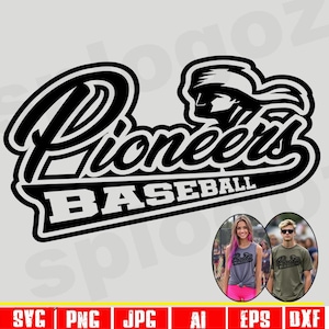 Béisbol de los pioneros SVG, béisbol de los pioneros SVG, pioneros SVG, pioneros SVG, pioneros PNG, béisbol de los pioneros PNG, mascota de los pioneros SVG, Cricut SVG