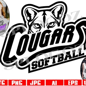 Cougars softball svg, Cougar softball svg, Cougar SVG, Cougar svg, Cougar sports mascot svg DXF File for Cricut & Silhouette, Cougar logo