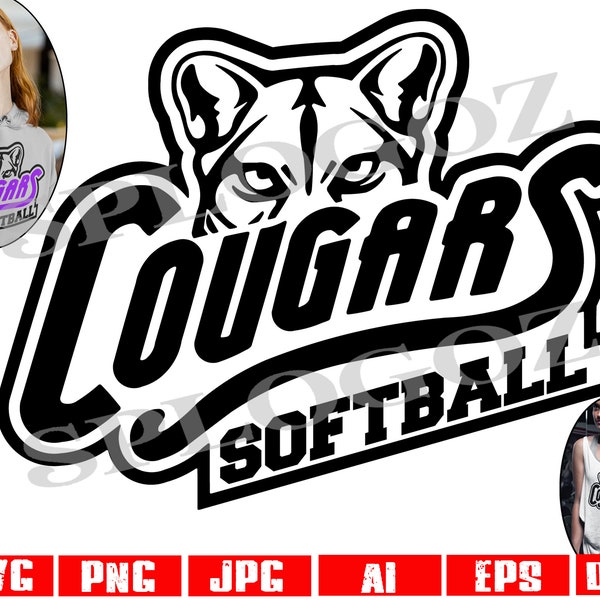 Cougars softball svg, Cougar softball svg, Cougar SVG, Cougar svg, Cougar sports mascot svg DXF File for Cricut & Silhouette, Cougar logo